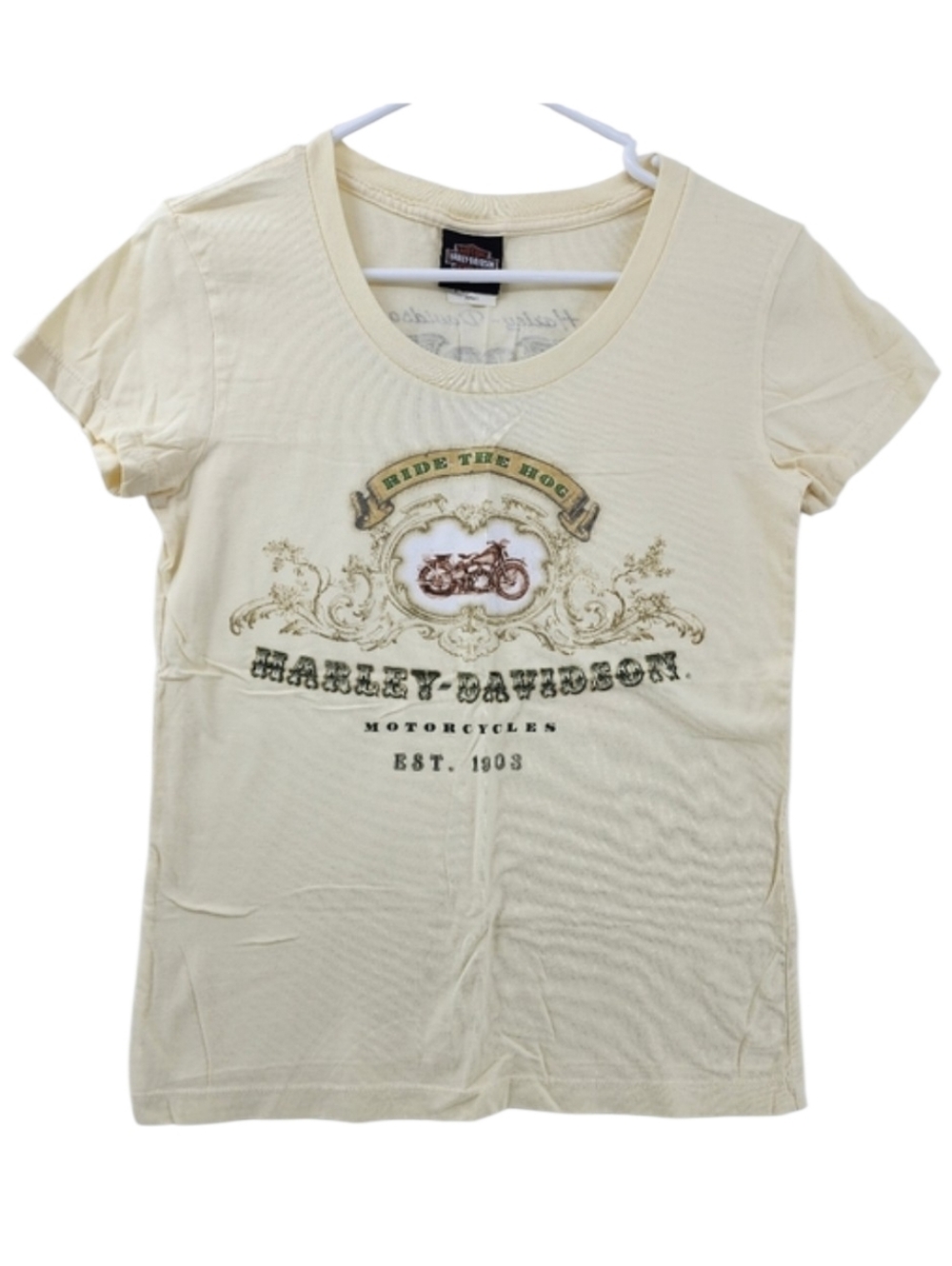 Harley Davidson Pale Yellow Jamaica T-shirt Women's Size Small